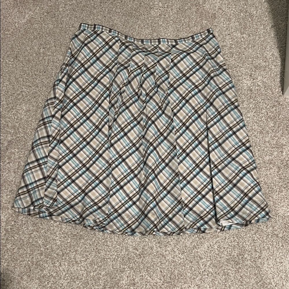 New York & Company Plaid A-Line Skirt - Blue, Gray, and Black